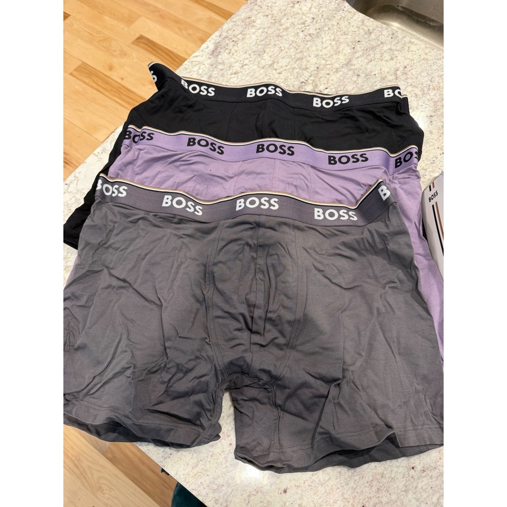Hugo Boss Power Boxer Briefs 3-Pack XL Black Purple Grey Cotton Stretch 50508950